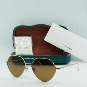 Gucci GG1182S 002 Geometric Sunglasses - Gold/Brown